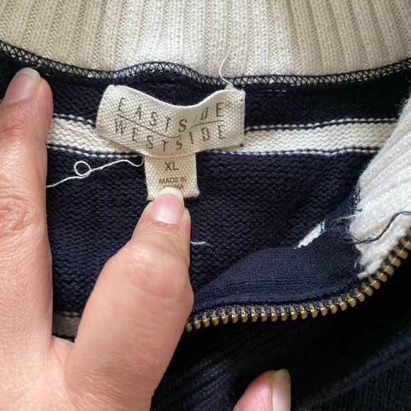 East side West side Blue White Stripe Men’s Sweatshirt Size X Large - Picture 2 of 6